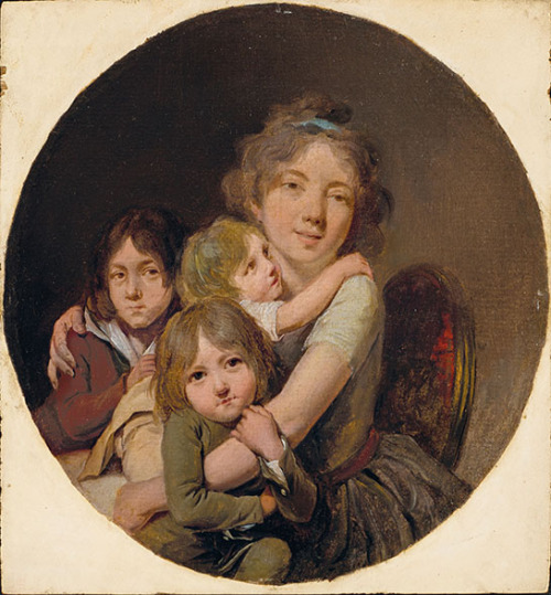 A portrait presumed to be Adélaïde Leduc, Madame Boilly; and her three sons, Julien, Edouard and Alphonse by Louis-Leopold Boilly. 18th century. [credit: Christie’s/Maîtres Anciens, Peinture - Sculpture, September 2020]