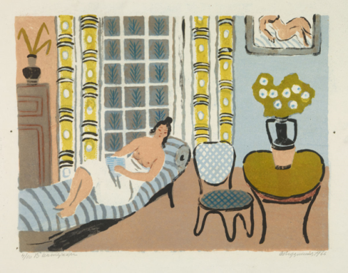 Studio Interior  -  Alexander Vedernikov. 1968Russian,1898 -1975Colour print on paper. 46.8 × 62; 30