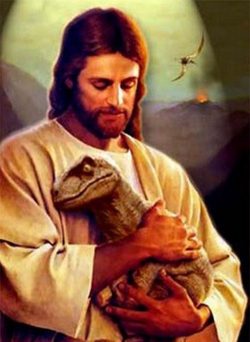 creationistfucktard:  pr1nceshawn:    Portraits of Jesus and Dinosaurs.  Yes! 