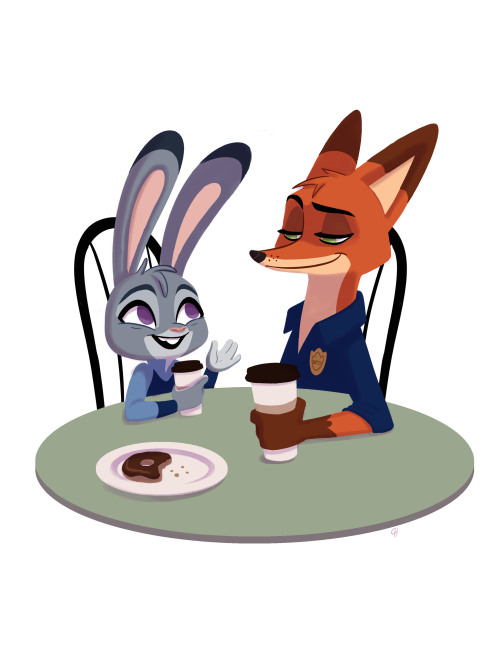 itty-bitties-posts:  Judy and Nick on a coffee break! 