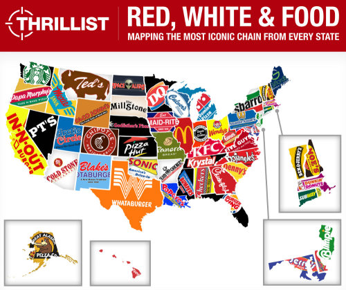 thelandofmaps:  A map of the most iconic fast food chain in each state [1000x837]CLICK HERE FOR MORE MAPS!thelandofmaps.tumblr.com 