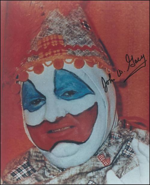 serial-killer-blog:  A photograph of Patches (Pogo) The Clown, signed by infamous serial killer John