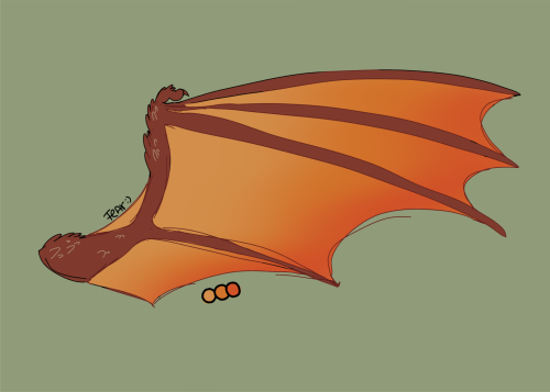 a digital drawing of red dragon wings. the underside scales are a gradient of yellow, orange, and red. below is the color palette for the underside scales.