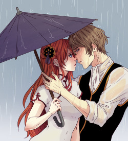 faunna:  Practicing how to draw Kagura’s umbrella &amp; rain. 