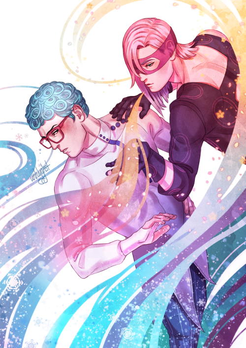 unhlyghst:My piece for @midastouchzine!Ghiaccio as Boreas and Melone as Zephyrus~