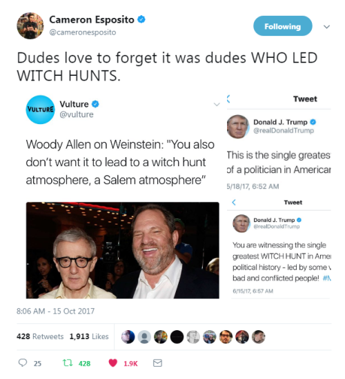 SourceWeinstein ‘witch hunt’? Wrong, Woody AllenP.S. Fuck Woody Allen for trolling survivors by chim