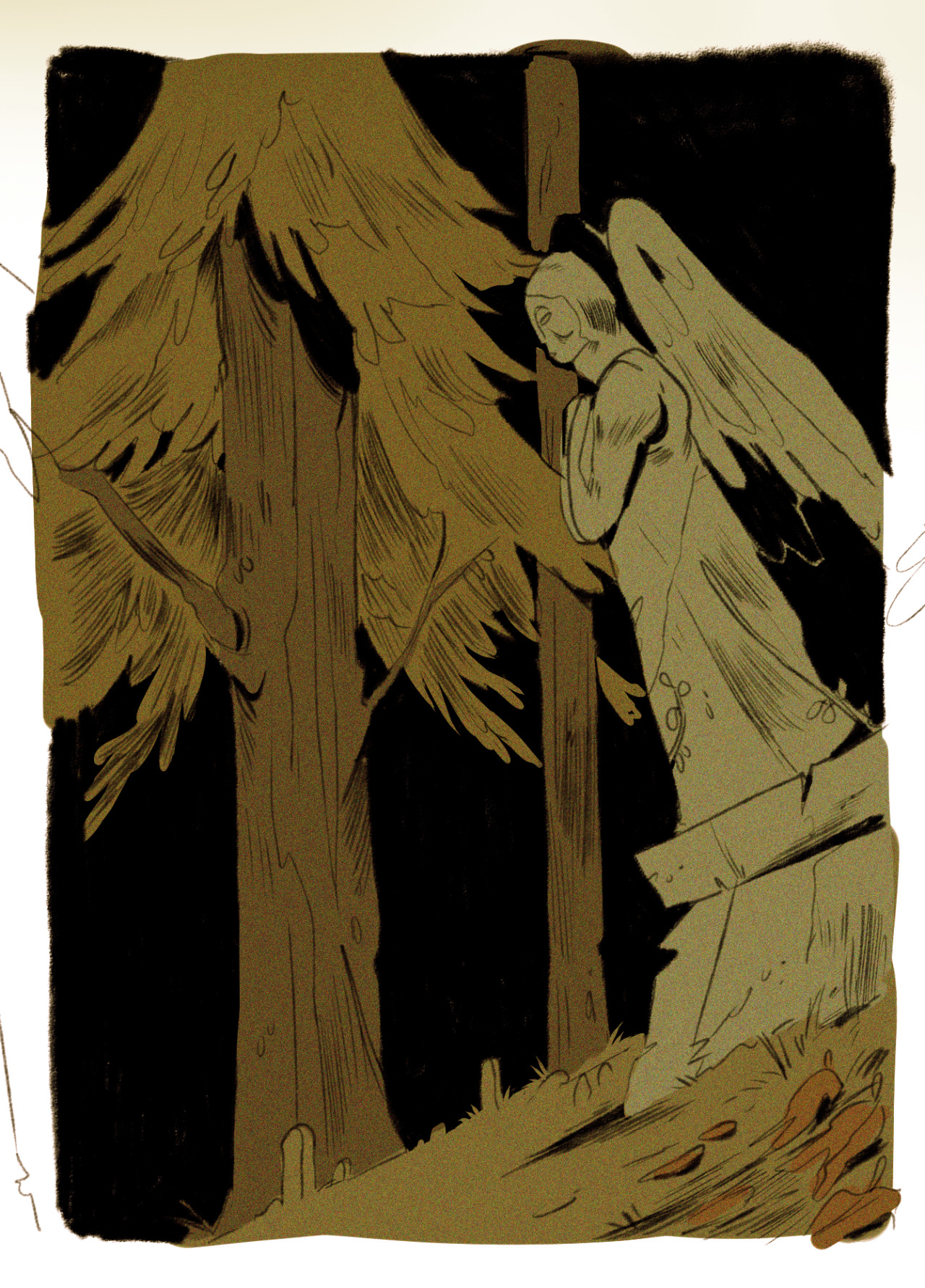 jaymamon:  just messing around with using heavy black more! Spooky graveyard in the