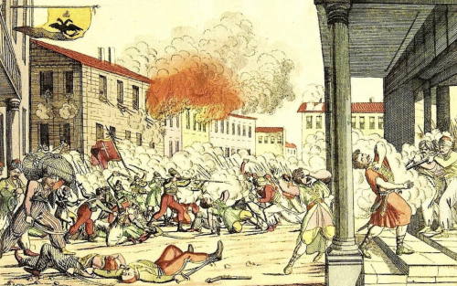 Fighting between the Filiki Eteria and Ottomans in Bucharest (1821).