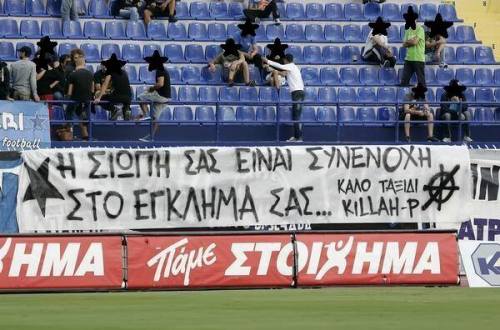 From the greek stadiums.Panathinaikos and Atromitos FC about the Death of Pavlos Fyssas. Silence is 