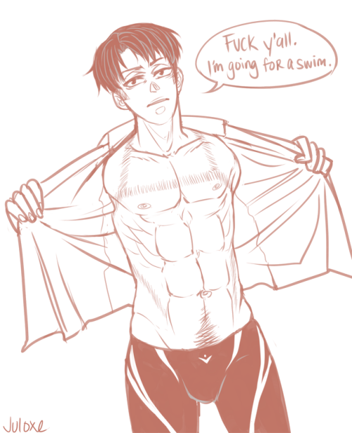 juloxe:  So I started watching Free!Perfect opportunity to draw Levi in swimwear 