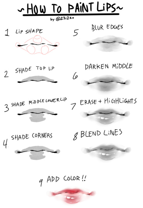 23i2ko:  a quick n simple tutorial for how to paint cute lips 