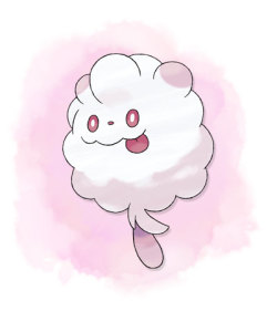 pokemonpalooza:  “Swirlix: Exclusive to Pokémon X, Swirlix loves sweets and eats nothing else, making its body as sweet and sticky as cotton candy.”  “Slurpuff has an unbelievable sense of smell—a hundred million times more sensitive than that