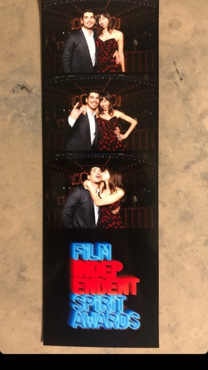 Raúl Castillo via Instagram Stories with his girlfriend at the 2019 Film Independent Spirit Awards.