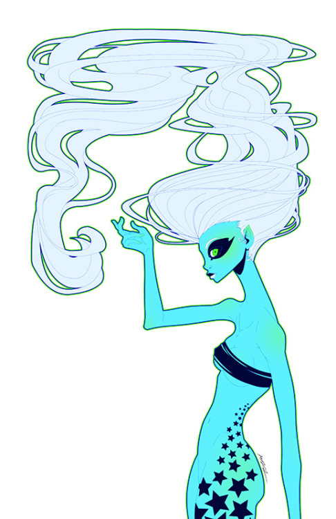missveryvery:  interpunkt:  Some new art for con season. I have this problem where I just want to draw nonsensical hair all the time.  probably because you are amazing at it 8__8 their boobs are so cute ; ;; ;  