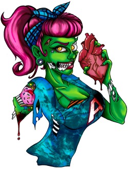 Zombie Pin-Up - Tattoo Design For A Friend (Ink + Photoshop Cs3) I Made This 2 Weeks