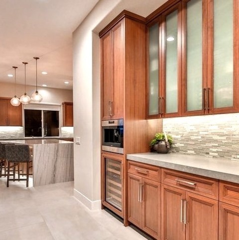 Kitchen - Great RoomMid-sized Transitional U-shaped Porcelain Tile And Beige Floor Open Concept Kitchen