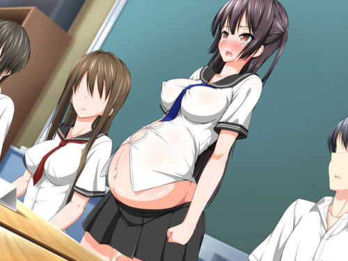 pregnant-hentai-wizard:  same school girl as before, the ghost continues to fill her up even when she is in front of the whole class! she keeps her cool though as she tries to explain to the school council how it appears she has become pregnant all of