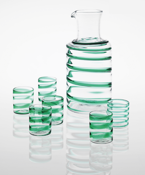 Carlo Scarpa, Spirale carafe and glasses, 1936. Manufactured by Venini, Italy.