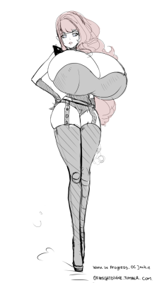 ofamightdivine:  Hi everyone! I am getting better. This sketch is a WIP of Jackie in a dominatrix leotard with high boots. This one was suggested by @missbuxomchounyuu ! Thanks for your support these last days, everyone! For now, I have to go back to