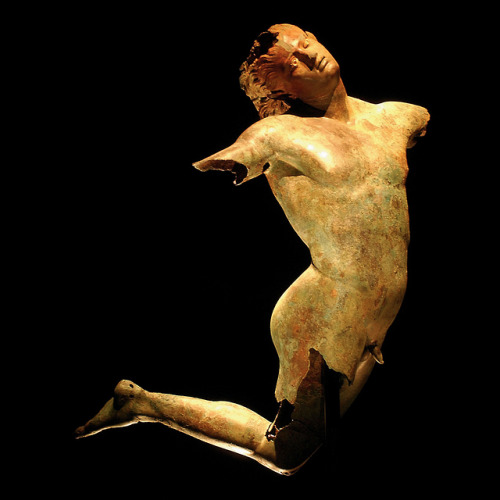 archaeologs:A Roman bronze copy of Praxiteles’ Dancing Satyr (4th century BC), found in the sea off 