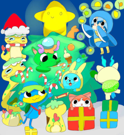 Just A Bunch Of Yo Kai Decorating A Tree