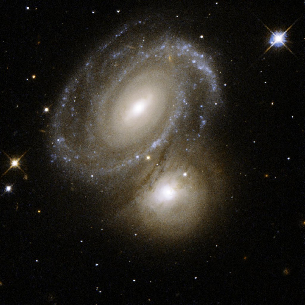 Merging Galaxies AM 0500-620 by NASA Hubble