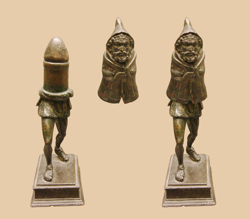 A 1st century Roman bronze statuette of the god Priapus (or a Genius cucullatus)discovered in France