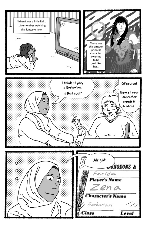 bikiniarmorbattledamage:  dungeonsdonuts:  Part 1 of my comic “My First Character”, a D&D inspired story of friends rolling dice together for the first time.  Not gonna lie, this is the first comic project I’ve done since I was in
