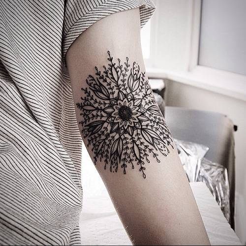 Henna style mandala tattoo on the left inner... - Official Tumblr page for  Tattoofilter for Men and Women