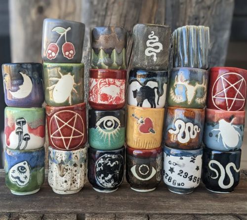 New shot glasses fresh out of the kiln! These won&rsquo;t be listed on the site, but if one catc