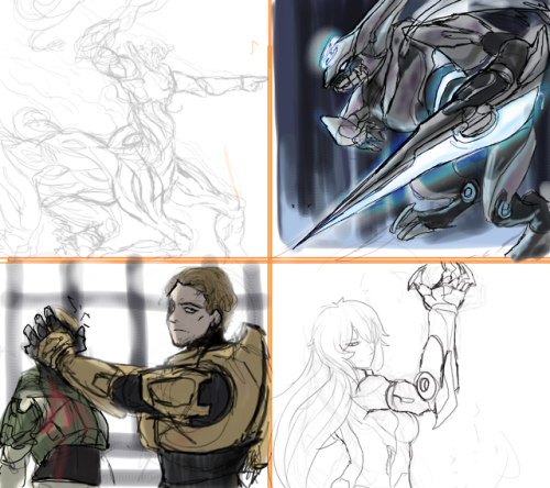 halo and Mass effect oc collab doodles with @biduke