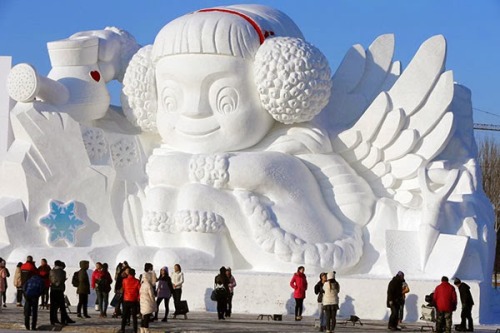 The Magical Harbin Ice Festival, China  A massive and incredibly beautiful snow sculpture at th