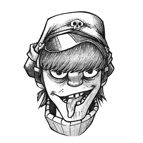 hungry-hobbits: moggettt: The Plastic Beach crew and fez Russel :DJamie Hewlett’s style is so 