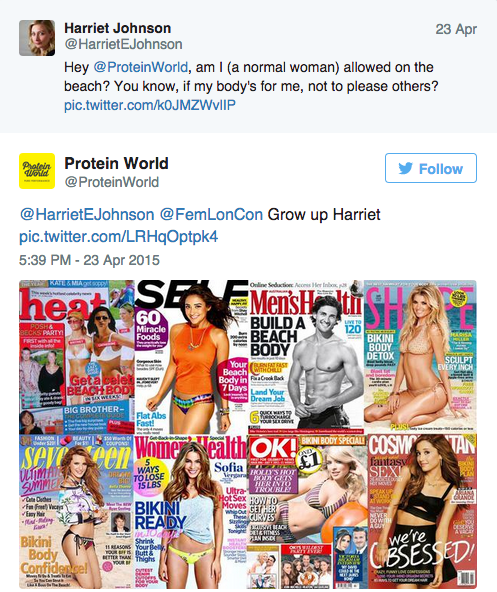 nekomcevil:  mashable:  Protein World’s ad campaign, which features a woman in