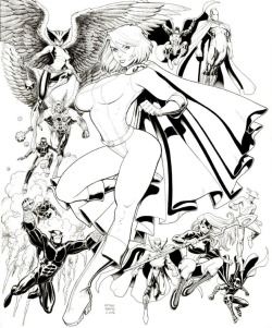 superheroic99:  An Arthur Adams JSA with Power Girl front and center!