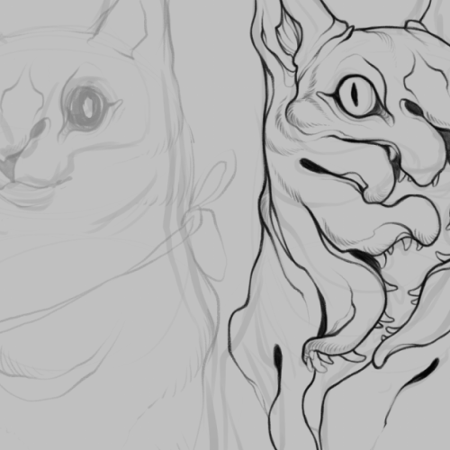 getting ready for alien day. also, enjoy some creepy catsCommission Sale