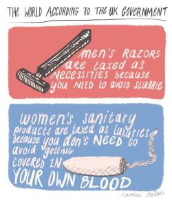 uteropolis:  shiggydiggy2013:  Or because all things are taxed to provide money for the government  The issue here is that razors are classified as essential and menstrual products are classified as luxury.