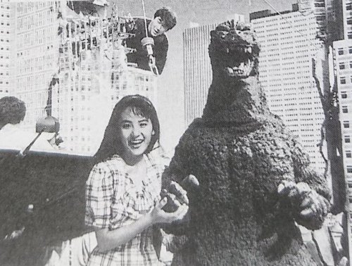 Megumi Odaka And Godzilla On The Set Of Godzilla Vs King Ghidorah (91) [x]