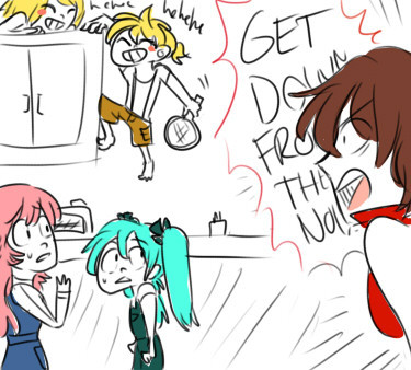 kaimei AU with tiny crypton vocakids       i can imagine meiko reading the twins “go the fuck to sleep” as a bedtime story