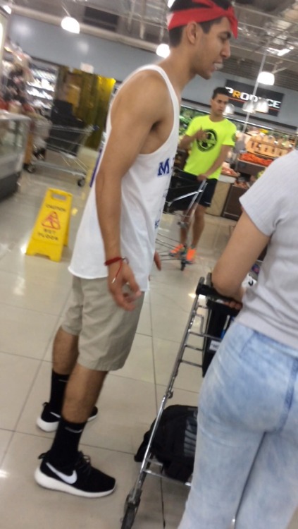 Straight guy with his girl in the supermarket bro