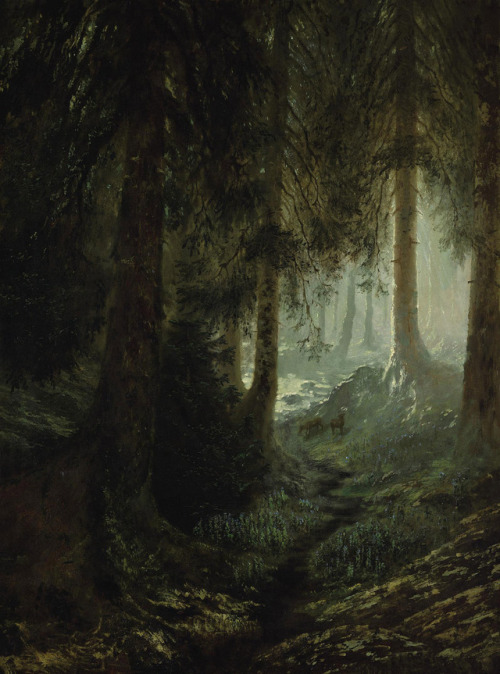 detailedart:1. Deer in a forest landscape, 1870, by Gustave Doré. 2. Spirit of the Night, by John At