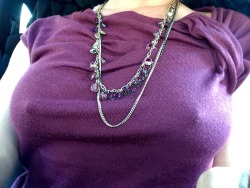 showmeyourpokies:  dirtymikefl:  soccer-mom-marie:  milkmaid9:  Braless Friday lecture! Oh was it cold in there. :)  Love the Friday pokies…it drives the guys wild!!  Sexy tease!  Pretty necklace   Nice