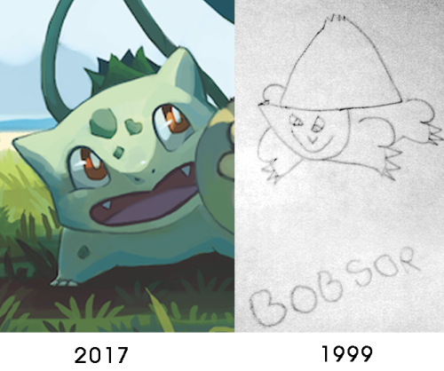 natsspammityspamspamham: earthbison: My most recent Bulbasaur vs my first when I was 6 years old xD 