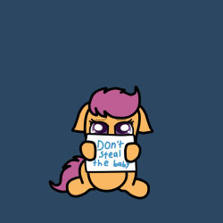 life-of-scootaloo:  (Artist: I hate it, I work really hard on this blog and people have to ruin my fun by stealing Baby Scoots without my permission. It doesn’t matter to me if you credit or not ASK first. If I say no, drop it. I draw everything, I