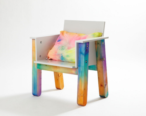 Fredrik Paulsen, Easy Chair, 2014, painted MDF, stained pine, down filled cushion. 