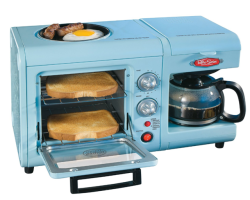 househunting: full disclosure this is an affiliate link but holy shit you guys, this is a 1950′s reproduction 3-in-1 breakfast appliance. you can fry eggs and bacon on top, toast bread, and make coffee in the same object. i am high key obsessed with