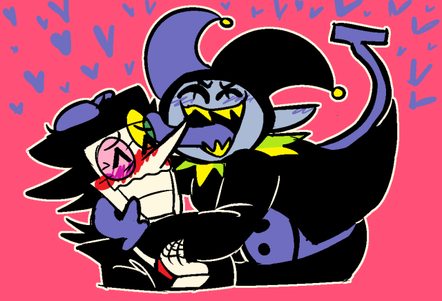 MARRIAGE he’s like a dogRedraw of the first spamvil drawing I did digitally NOW FEATURING!!! A comic about that one Spamton Neo attack with his kissy lips #spamton#jevil#deltarune #deltarune chapter 1  #deltarune chapter 2 #deltarune fanart#spamton fanart#jevil fanart#spamvil