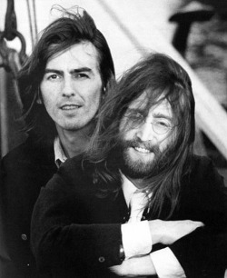 theswinginsixties:  George Harrison and John