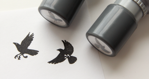 Surprise, I made some self-inking stamps! Here are all the original designs, featuring my Bird Boy a