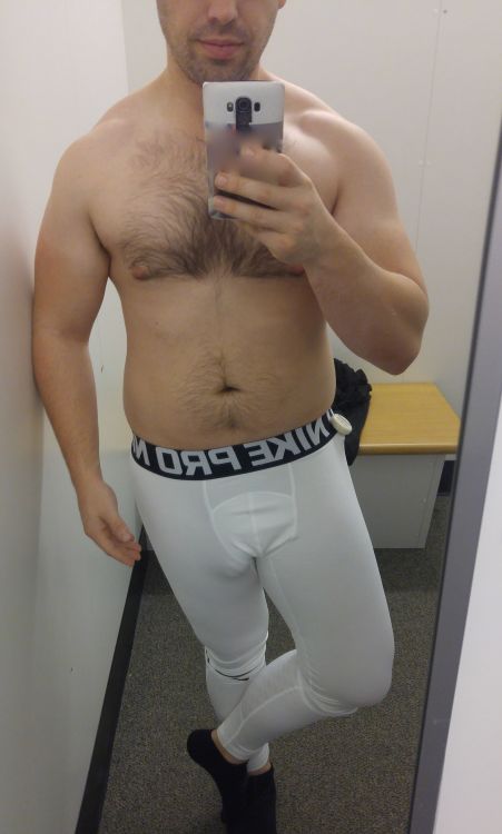 bigdbob:  Just grabbed some new long tights, because I’m trying getting my fat ass in shape, even during the holidays :) Anyways, sorry for the distortion I had to put on my phone. I now have a very recognizable case and had to blur it out. Anyways,